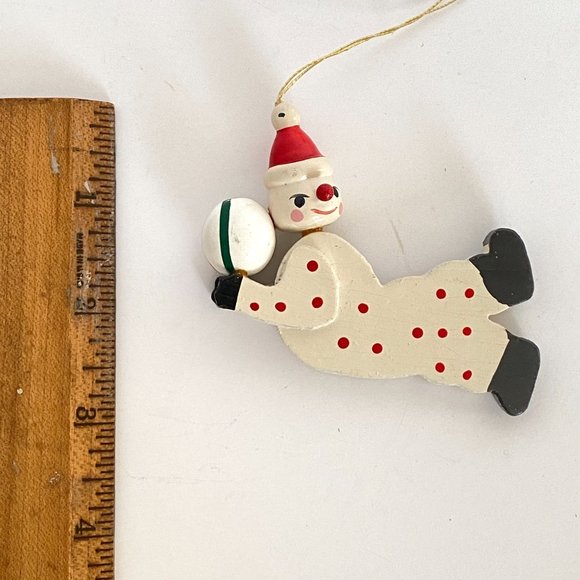 Retro Wood Christmas Ornaments Hand Painted Clown Horse Drummer Circus Set of 3 - Picture 4 of 12